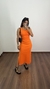 Vestido Canelado Ribana Longuete Longo Regata Fenda Bruna Laranja na internet