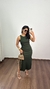 Vestido Canelado Ribana Longuete Longo Regata Fenda Bruna Verde Militar na internet