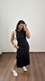Vestido Canelado Ribana Longuete Longo Regata Fenda Bruna Preto na internet