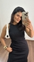 Vestido Canelado Ribana Longuete Longo Regata Fenda Bruna Preto
