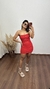 Vestido Curto Canelado Ribana Tomara que Caia Recorte Vermelho - comprar online