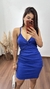 Vestido Canelado Ribana Alça Bojo Decote Nó Isabela Azul Royal - comprar online