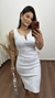 Vestido Canelado Ribana Midi Gola V Regata Melina Cinza Gelo - comprar online