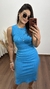 Conjunto Canelado Ribana Saia Midi Blusa Regata Cropped Heloísa Azul Céu - comprar online