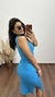 Conjunto Canelado Ribana Saia Midi Blusa Regata Cropped Heloísa Azul Céu na internet