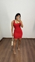 Vestido Canelado Ribana Curto Regata Decote Quadrado Lívia Vermelho
