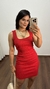 Vestido Canelado Ribana Curto Regata Decote Quadrado Lívia Vermelho - comprar online