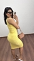 Vestido Canelado Ribana Midi Fenda Cruzada Regata Sabrina Amarelo Manteiga na internet