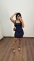 Vestido Canelado Ribana Curto Regata Decote Quadrado Lívia Azul Marinho - comprar online