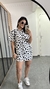 Camisa Viscose Alongada Over Yasmin Estampada Vaca Vaquinha Branco
