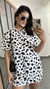 Camisa Viscose Alongada Over Yasmin Estampada Vaca Vaquinha Branco - Menta Pimenta Rosa - Loja de roupas femininas - estilo - Moda básica - atemporal - estilosa