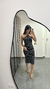 Vestido Canelado Ribana Midi Frente Única Fenda Traseira Talia Listrado Preto/Branco - comprar online