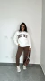Calça Moletom Jogger Cintura Alta New York Marrom - Menta Pimenta Rosa - Loja de roupas femininas - estilo - Moda básica - atemporal - estilosa