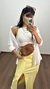 Blusa Canelada Ribana Cropped Regata Bicolor Amarelo/Off White - comprar online