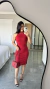 Vestido Canelado Ribana Midi Regata Gola Alta Cecília Vermelho