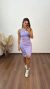 Vestido Canelado Ribana Midi Fenda Cruzada Regata Sabrina Lavanda