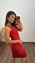 Vestido Canelado Ribana Midi Fenda Cruzada Regata Sabrina Vermelho na internet