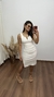 Vestido Canelado Ribana Midi Gola V Regata Melina Off White