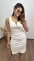 Vestido Canelado Ribana Midi Gola V Regata Melina Off White - comprar online