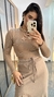 Blusa Canelada Ribana Cropped Manga Longa Nude Chocolate - loja online