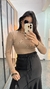 Blusa Canelada Ribana Cropped Manga Longa Nude Chocolate na internet