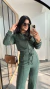 Imagem do Conjunto Moletinho Blusa Cropped Zíper Manga Longa Calça Pantalona Sueli Verde Militar