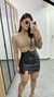 Blusa Canelada Ribana Cropped Manga Longa Nude Chocolate - loja online