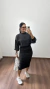Conjunto Canelado Blusa Manga Longa Saia Midi Valéria Preto - Menta Pimenta Rosa - Loja de roupas femininas - estilo - Moda básica - atemporal - estilosa
