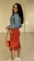 Conjunto Canelado Ribana Saia Midi Blusa Regata Cropped Heloísa Terracota
