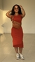 Conjunto Canelado Ribana Saia Midi Blusa Regata Cropped Heloísa Terracota - Menta Pimenta Rosa - Loja de roupas femininas - estilo - Moda básica - atemporal - estilosa