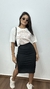 Saia Midi Fenda Canelada Forrada Premium Jessica Preta
