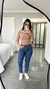 Blusa Canelada Ribana Manga Longa Recortes Jasmine Nude Chocolate - comprar online