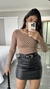 Blusa Canelada Ribana Manga Longa Recortes Jasmine Nude Chocolate na internet