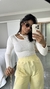 Blusa Canelada Ribana Manga Longa Recortes Jasmine Off White - loja online