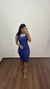 Vestido Canelado Ribana Midi Tubinho Decote Quadrado Carol Azul Royal - comprar online