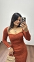Vestido Tricô Modal Midi Manga Longa Decote Princesa Dália Terracota - loja online