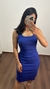 Vestido Canelado Ribana Midi Tubinho Decote Quadrado Carol Azul Royal na internet