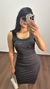 Vestido Canelado Ribana Midi Tubinho Decote Quadrado Carol Cinza Chumbo - comprar online
