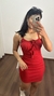 Vestido Canelado Ribana Alça Franzido Maitê Vermelho na internet