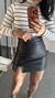 Saia Shorts Zíper Cintura Alta Basic Corino Amália Preto - comprar online