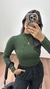 Blusa Algodão Canelada Ribana Cacharrel Manga Longa Laila Verde Militar - comprar online