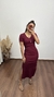 Vestido Canelado Ribana Longo Longuete Gola V Manga Curta Rebeca Marsala na internet