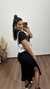 Vestido Canelado Ribana Longo Longuete Gola V Manga Curta Rebeca Preto - Menta Pimenta Rosa - Loja de roupas femininas - estilo - Moda básica - atemporal - estilosa
