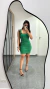 Vestido Canelado Ribana Curto Regata Decote Quadrado Lívia Verde Bandeira - comprar online