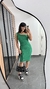 Vestido Canelado Ribana Midi Nula Manga Laura Verde Bandeira
