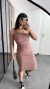 Vestido Canelado Ribana Midi Nula Manga Laura Nude Chocolate - comprar online