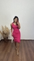 Vestido Canelado Ribana Midi Gola V Regata Melina Pink