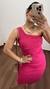 Vestido Canelado Ribana Midi Nula Manga Laura Pink - loja online