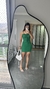 Vestido Canelado Ribana Alça Franzido Maitê Verde Bandeira