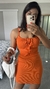 Vestido Canelado Ribana Alça Franzido Maitê Laranja na internet